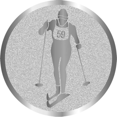 Жетон №1038 (Беговые лыжи, диаметр 25 мм, цвет серебро)