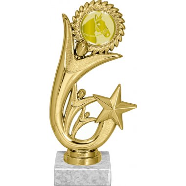 Фигурка №1020-1158 (Конный спорт, высота 17 см (Фигурка, жетон для вклейки плюс цоколь и крепёж)) (Размер табличек: 45x15 мм)