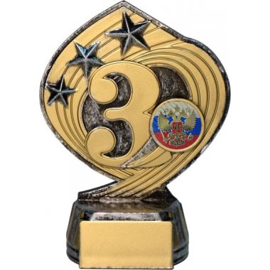 Фигурка №1200-243 (Символика РФ, высота 14 см (Фигурка плюс жетон для вклейки)) (Размер табличек: 45x20 мм)