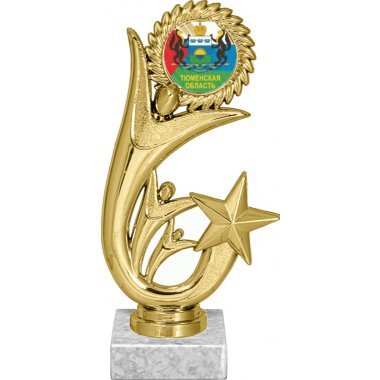 Фигурка №1204-1158 (Тюменская область, высота 17 см (Фигурка, жетон для вклейки плюс цоколь и крепёж)) (Размер табличек: 45x15 мм)