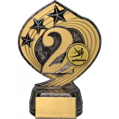 Фигурка №22-243 (Спортивная гимнастика, высота 14 см (Фигурка плюс жетон для вклейки)) (Размер табличек: 45x20 мм)