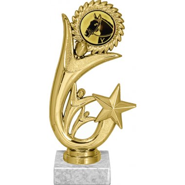 Фигурка №41-1158 (Конный спорт, высота 17 см (Фигурка, жетон для вклейки плюс цоколь и крепёж)) (Размер табличек: 45x15 мм)