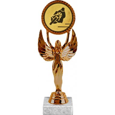 Фигурка №50-33 (Мотогонки, высота 20 см (Фигурка, жетон для вклейки плюс цоколь и крепёж))