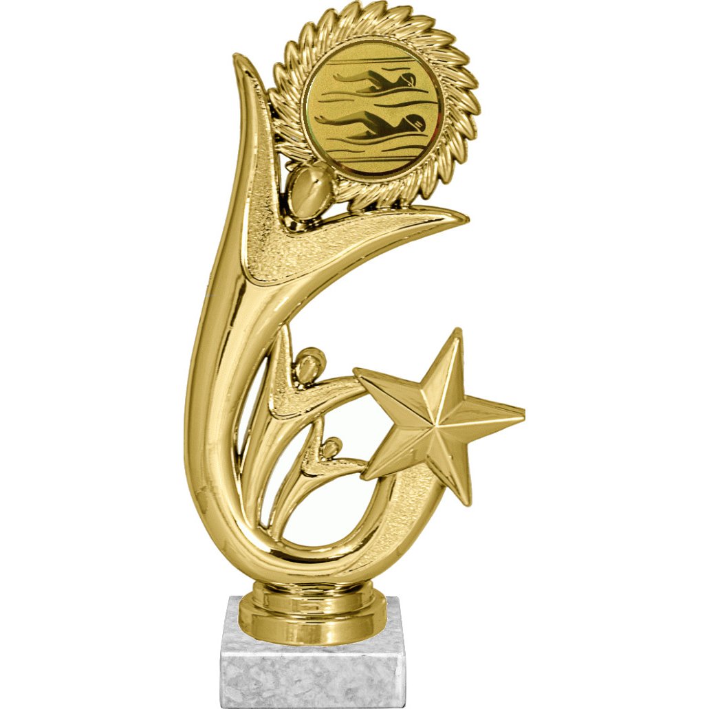 фигурка №54-1158 (плавание, высота 20 см (фигурка, жетон для вклейки плюс цоколь и крепёж)) (размер табличек: 45x15 мм)