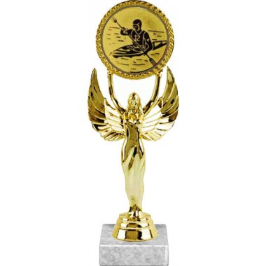 Фигурка №583-33 (Гребля на байдарке, высота 20 см (Фигурка, жетон для вклейки плюс цоколь и крепёж))