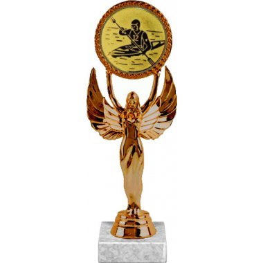 Фигурка №583-33 (Гребля на байдарке, высота 20 см (Фигурка, жетон для вклейки плюс цоколь и крепёж))