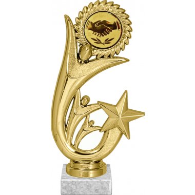 Фигурка №63-1158 (Товарищеская встреча, высота 20 см (Фигурка, жетон для вклейки плюс цоколь и крепёж)) (Размер табличек: 45x15 мм)
