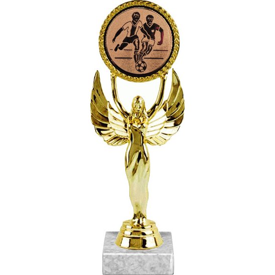 фигурка №73-33 (футбол, высота 20 см (фигурка, жетон для вклейки плюс цоколь и крепёж)) (размер табличек: 45x15 мм)