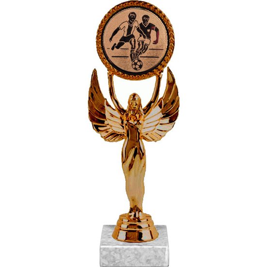 фигурка №73-33 (футбол, высота 20 см (фигурка, жетон для вклейки плюс цоколь и крепёж)) (размер табличек: 45x15 мм)