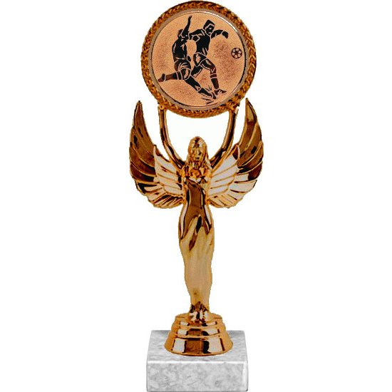 фигурка №74-33 (футбол, высота 20 см (фигурка, жетон для вклейки плюс цоколь и крепёж)) (размер табличек: 45x15 мм)