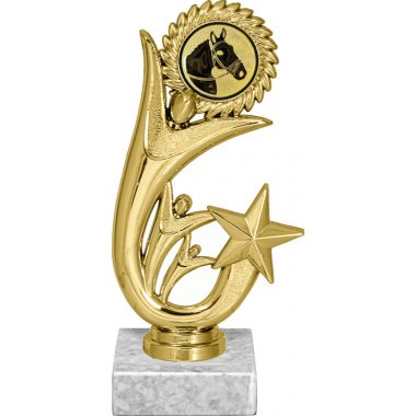 Фигурка №956-1158 (Конный спорт, высота 15 см (Фигурка, жетон для вклейки плюс цоколь и крепёж)) (Размер табличек: 45x15 мм)