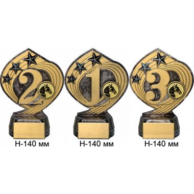 Комплект фигурок №956-243 (Конный спорт, высота 14, 14, 14 см (Три фигурки плюс три жетона для вклейки)) (Размер табличек: 45x20 мм, 45x20 мм, 45x20 мм)