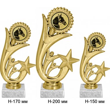 Комплект фигурок №956-1158 (Конный спорт, высота 20, 17, 15 см (Три фигурки, три жетона для вклейки плюс три цоколя и крепёж)) (Размер табличек: 45x15 мм, 45x15 мм, 45x15 мм)