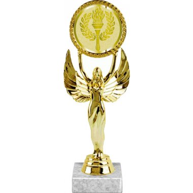 Фигурка №977-33 (с факелом, высота 20 см (Фигурка, жетон для вклейки плюс цоколь и крепёж)) (Размер табличек: 45x15 мм)