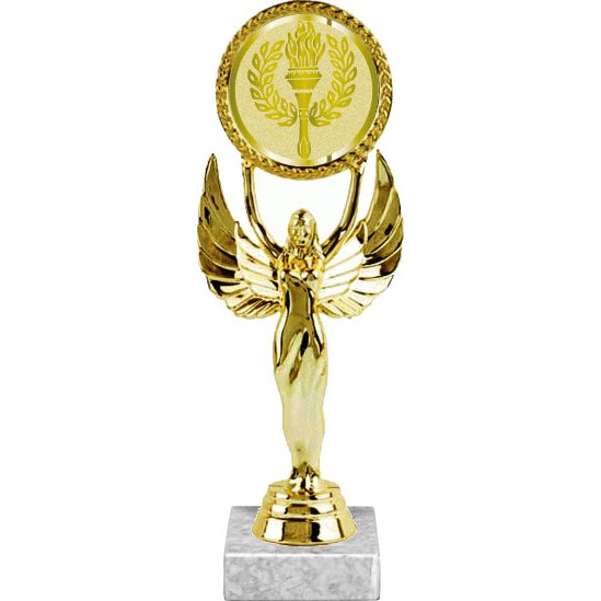 фигурка №977-33 (с факелом, высота 20 см (фигурка, жетон для вклейки плюс цоколь и крепёж)) (размер табличек: 45x15 мм)