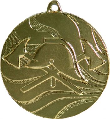 Медаль №105 (Пожарный, диаметр 50 мм, металл, цвет золото. Место для вставок: обратная сторона диаметр 46 мм)