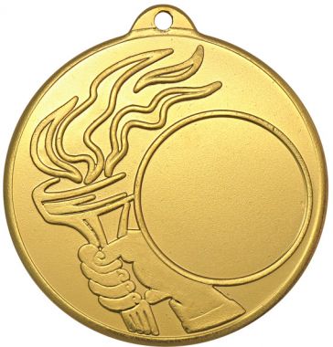 Медаль №1283 (Факел, олимпиада, диаметр 50 мм, металл, цвет золото. Место для вставок: лицевая диаметр 25 мм, обратная сторона диаметр 45 мм)