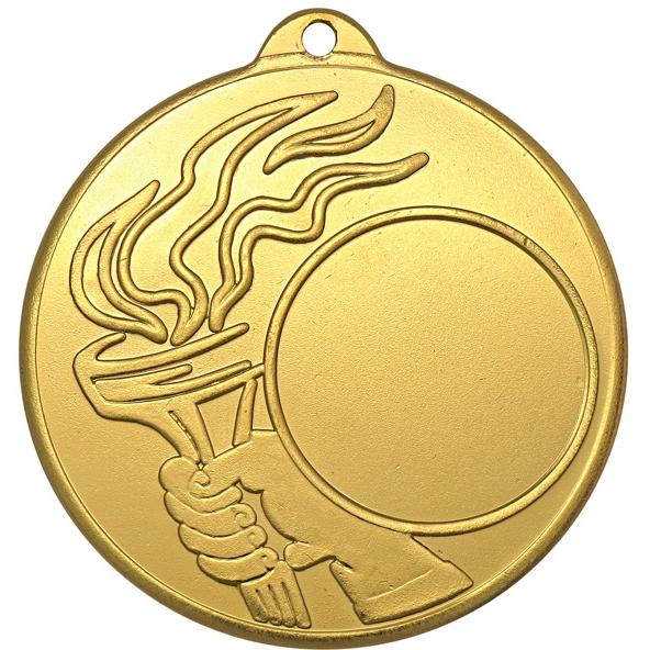 Медаль №1283 (Факел, олимпиада, диаметр 50 мм, металл, цвет золото. Место для вставок: лицевая диаметр 25 мм, обратная сторона диаметр 45 мм)