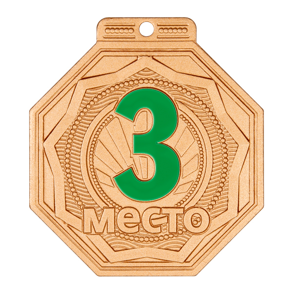 Медаль №2435 (3 место, размер 50x55 мм, металл, цвет бронза)