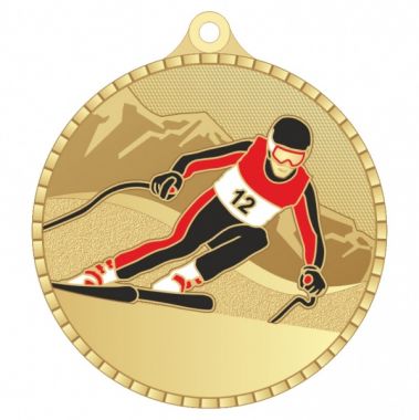 Медаль №3676 (Лыжный спорт, диаметр 55 мм, металл, цвет золото)