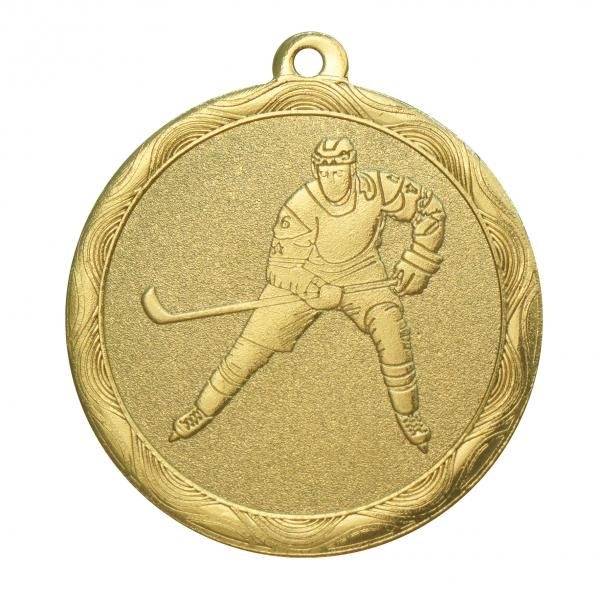 Медаль №1273 (Хоккей, диаметр 50 мм, металл, цвет золото. Место для вставок: обратная сторона диаметр 45 мм)