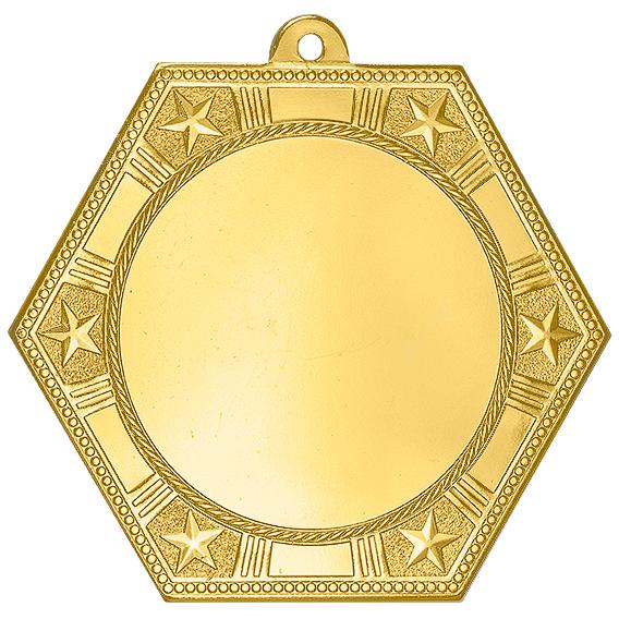 Медаль №2275 (Диаметр 80 мм, металл, цвет золото. Место для вставок: лицевая диаметр 50 мм, обратная сторона диаметр 60 мм)