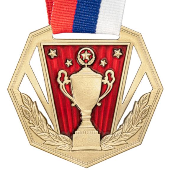 медаль №2362 c лентой (диаметр 60 мм, металл, цвет золото)