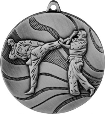 Медаль №100 (Каратэ, диаметр 50 мм, металл, цвет серебро. Место для вставок: обратная сторона диаметр 45 мм)