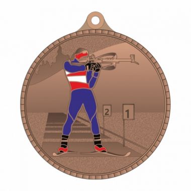 Медаль №3282 (Биатлон, диаметр 55 мм, металл, цвет бронза. Место для вставок: обратная сторона диаметр 40 мм)