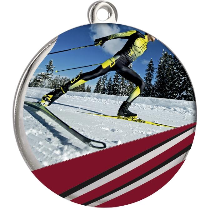 Медаль №2263 (Лыжный спорт, диаметр 50 мм, металл, цвет серебро)