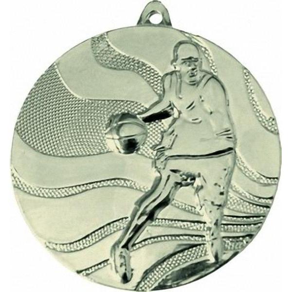 Медаль №91 (Баскетбол, диаметр 50 мм, металл, цвет серебро. Место для вставок: обратная сторона диаметр 46 мм)