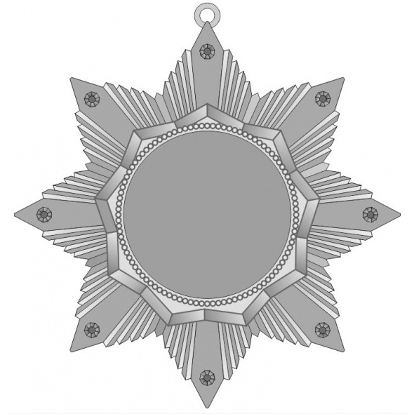 Медаль №2464 (Размер 60x60 мм, металл, цвет серебро. Место для вставок: лицевая диаметр 25 мм, обратная сторона размер по шаблону)
