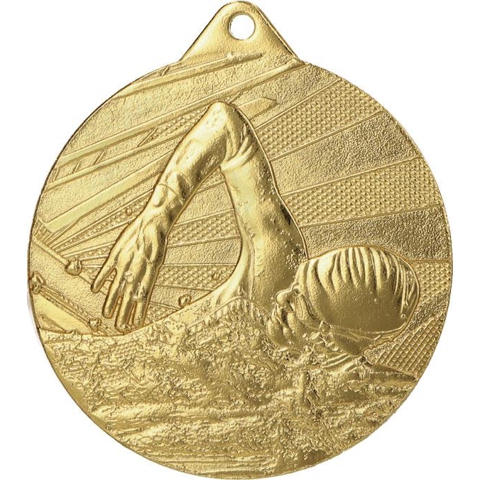 Медаль №948 (Плавание, диаметр 50 мм, металл, цвет золото. Место для вставок: обратная сторона диаметр 45 мм)