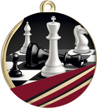 Медаль №2244 (Шахматы, диаметр 70 мм, металл, цвет золото)