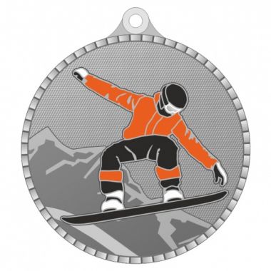 Медаль №3675 (Сноуборд, диаметр 55 мм, металл, цвет серебро)