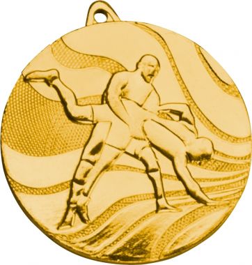 Медаль №94 (Борьба, диаметр 50 мм, металл, цвет золото. Место для вставок: обратная сторона диаметр 45 мм)