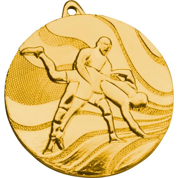 Медаль №94 (Борьба, диаметр 50 мм, металл, цвет золото. Место для вставок: обратная сторона диаметр 45 мм)