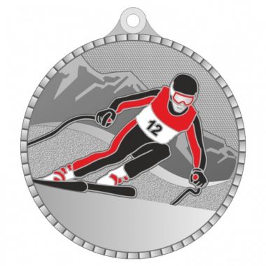 Медаль №3676 (Горные лыжи, диаметр 55 мм, металл, цвет серебро)