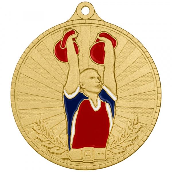 Медаль №3640 (Гиревой спорт, диаметр 55 мм, металл, цвет золото)