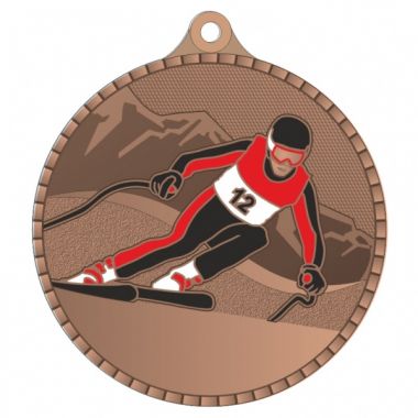 Медаль №3676 (Горные лыжи, диаметр 55 мм, металл, цвет бронза)