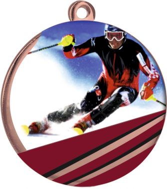 Медаль №2392 (Лыжный спорт, диаметр 70 мм, металл, цвет бронза. Место для вставок: обратная сторона диаметр 45X25 мм)