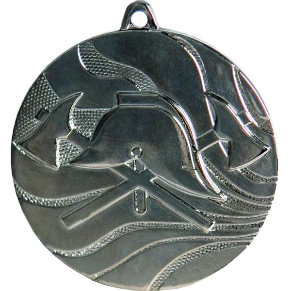 Медаль №105 (Пожарный, диаметр 50 мм, металл, цвет серебро. Место для вставок: обратная сторона диаметр 46 мм)