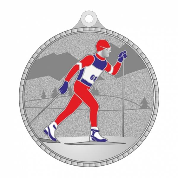 Медаль №3284 (Лыжный спорт, диаметр 55 мм, металл, цвет серебро. Место для вставок: обратная сторона диаметр 40 мм)