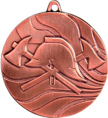 Медаль №105 (Пожарный, диаметр 50 мм, металл, цвет бронза. Место для вставок: обратная сторона диаметр 46 мм)