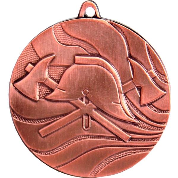 Медаль №105 (Пожарный, диаметр 50 мм, металл, цвет бронза. Место для вставок: обратная сторона диаметр 46 мм)