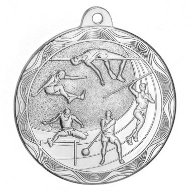 Медаль №2233 (Легкая атлетика, диаметр 50 мм, металл, цвет серебро. Место для вставок: обратная сторона диаметр 45 мм)