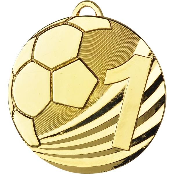 Медаль №128 (Футбол, диаметр 50 мм, металл, цвет золото. Место для вставок: обратная сторона диаметр 46 мм)