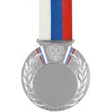 Медаль №207 c лентой (Диаметр 80 мм, металл, цвет серебро. Место для вставок: лицевая диаметр 50 мм, обратная сторона диаметр 73 мм)