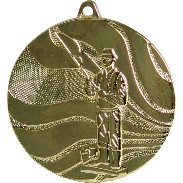 Медаль №106 (Рыболовство, диаметр 50 мм, металл, цвет золото. Место для вставок: обратная сторона диаметр 46 мм)
