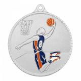 Медаль №3287 (Баскетбол, диаметр 55 мм, металл, цвет серебро. Место для вставок: обратная сторона диаметр 40 мм)